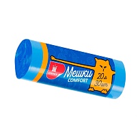 Мешки для мусора 20 л, синие, в рулоне 30 шт., ПНД, 8 мкм, 500х400 мм, Comfort, М0017 (МН 20-30с) в Балашихе