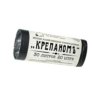Мешки для мусора 30 л, черные, в рулоне 20 шт., ПНД, 7 мкм, 560х440 мм, Крепаномъ, 4607075710580 в Балашихе