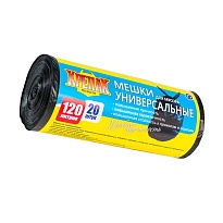 Мешки для мусора 120 л, черные, в рулоне 20 шт., ПНД, 15 мкм, 1100х700 мм, Крепак, 4607075710207 в Балашихе