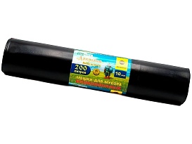 Мешки для мусора 200 л, ароматизированные, черные, в рулоне 10 шт., ПВД, 100 мкм, 1200х800 мм, Добрыня, Dob20010black в Балашихе