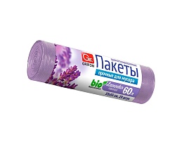 Мешки для мусора 60 л, ароматизированные, Лаванда, сиреневые, в рулоне 20 шт., ПНД, 9 мкм, 650х550 мм, GRIFON Aroma, 101-023 La в Балашихе