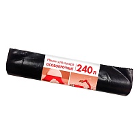 Мешки для мусора 240 л, черные, в рулоне 10 шт., ПВД 100 мкм, 1350х900 мм, Концепция Быта, 603887 в Балашихе