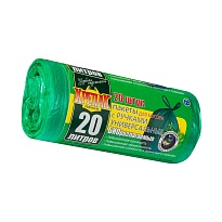 Мешки для мусора 20 л, биоразлагаемые, с ручками, черные, в рулоне 30 шт., ПНД, 10 мкм, 550х440 мм, Крепак, 4607075710047 в Балашихе