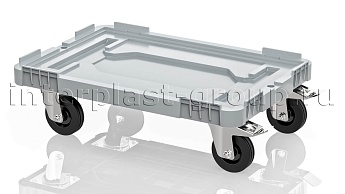 Тележка пластиковая сплошная 2 колеса с тормозом серая в Балашихе