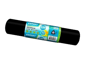 Мешки для мусора 240 л, черные, в рулоне 10 шт., ПВД 80 мкм, 1300х930 мм, EXPORT, exp 24010167 в Балашихе