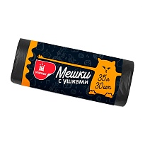 Мешки для мусора 35 л, с ушками, черные, в рулоне 30 шт., ПНД, 10 мкм, 655х500 мм, Comfort, М6064 в Балашихе