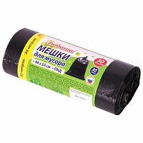 Мешки для мусора 30 л, черные, в рулоне 30 шт., ПНД, 7 мкм, 550х480 мм, Любаша, 608089 в Балашихе