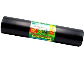 Мешки для мусора 280 л, ароматизированные, черные, в рулоне 10 шт., ПВД 110 мкм, 1400х930 мм, Добрыня, Dob28010black в Балашихе