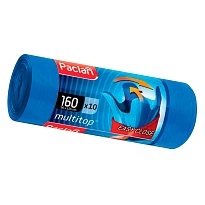 Мешки для мусора 160 л, с ушками, синие, в рулоне 10 шт., ПВД, 30 мкм, 1250х900 мм, PACLAN Multitop, 604064 в Балашихе