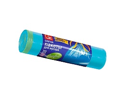 Мешки для мусора 35 л, с завязками, голубые, в рулоне 20 шт., ПНД, 12 мкм, 560х530 мм, GRIFON, 101-061 в Балашихе