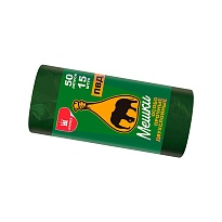 Мешки для мусора 50 л, зеленые, в рулоне 15 шт., ПВД, 24 мкм, 660х540 мм, Уфа Пак, МВ1519О (МВ 50-15ор) в Балашихе