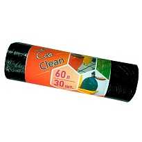 Мешки для мусора 60 л, черные, в рулоне 30 шт., ПНД, 6 мкм, 640х580 мм, Концепция Быта EcoClean, 603890 в Балашихе