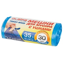 Мешки для мусора 35 л, с ушками, синие, в рулоне 30 шт., ПНД, 11 мкм, 650х500 мм, LAIMA ULTRA, 607684 в Балашихе