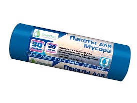 Мешки для мусора 30 л, синие, в рулоне 20 шт., ПНД, 7 мкм, 600х500 мм, MIRPACK Classik, 302041 в Балашихе