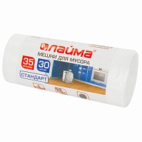Мешки для мусора 35 л, белые, в рулоне 30 шт., ПНД, 6 мкм, 550х480 мм, LAIMA, 605538 в Балашихе