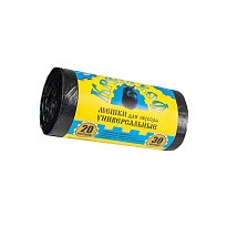 Мешки для мусора 20 л, с ушками, черные, в рулоне 30 шт., ПНД, 10 мкм, 550х440 мм, Крепакоф, 4607075710221 в Балашихе