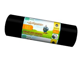 Мешки для мусора 180 л, ароматизированные, черные, в рулоне 10 шт., ПВД, 100 мкм, 1100х930 мм, Добрыня, Dob18010black в Балашихе