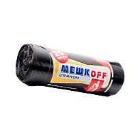 Мешки для мусора 60 л, черные, в рулоне 20 шт., ПНД, 9 мкм, 700х600 мм, МЕШКОFF, 4045 в Балашихе